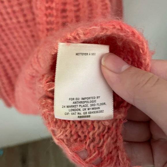 Anthropologie Field Flower Coral Knit Wool Blend Sweater Size XL - Picture 6 of 8